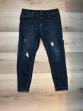 Buffalo David Bitton Jess Mid Rise Skinny Jeans Distressed Raw Hem Size 10/30